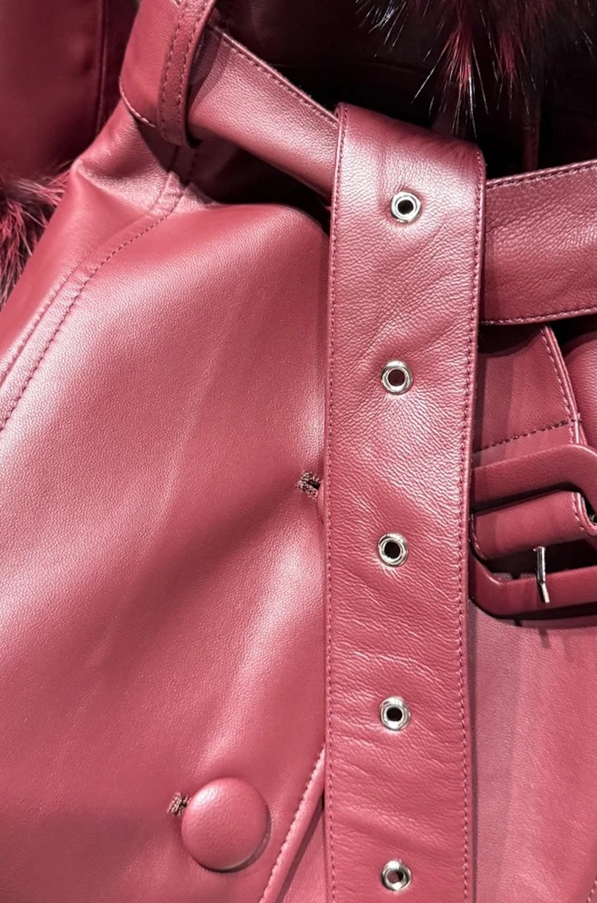 MARGOT FOX FUR LEATHER TRENCH COAT