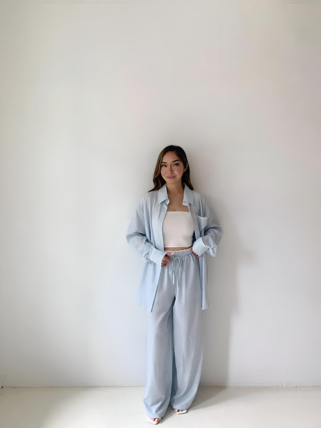 SOLENE STRIPED TWO PIECE SET BLUE