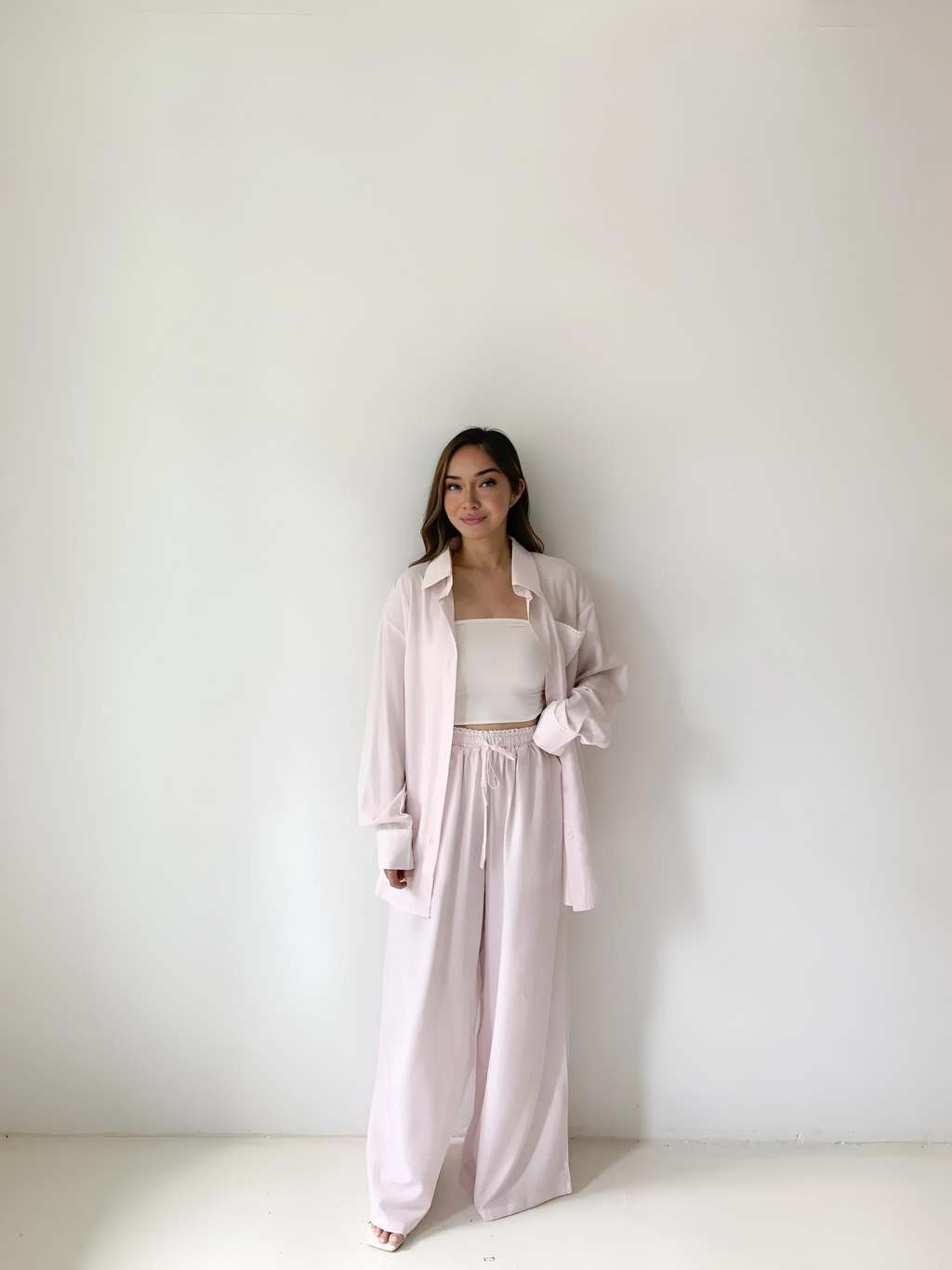 SOLENE STRIPED TWO PIECE SET PINK