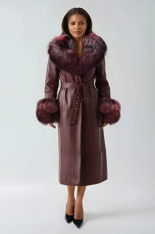 MARGOT FOX FUR LEATHER TRENCH COAT