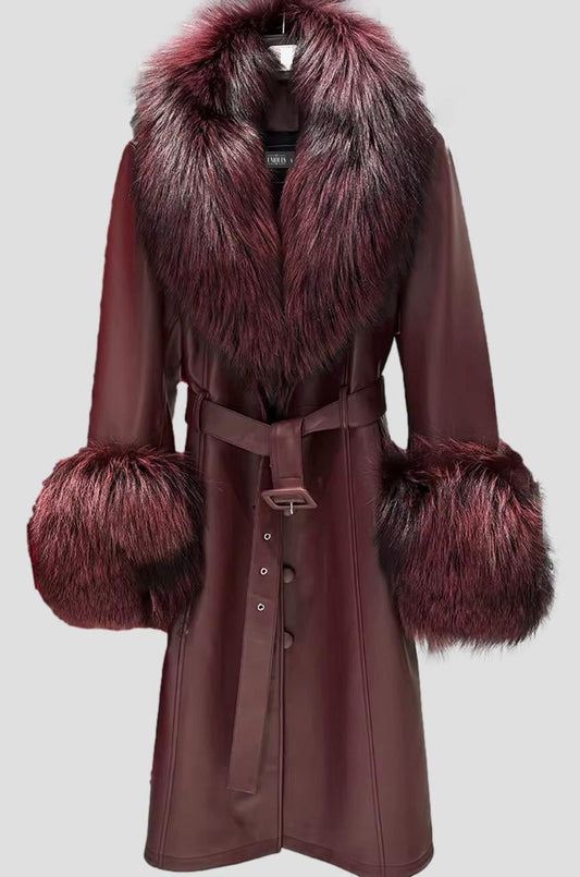 MARGOT FOX FUR LEATHER TRENCH COAT