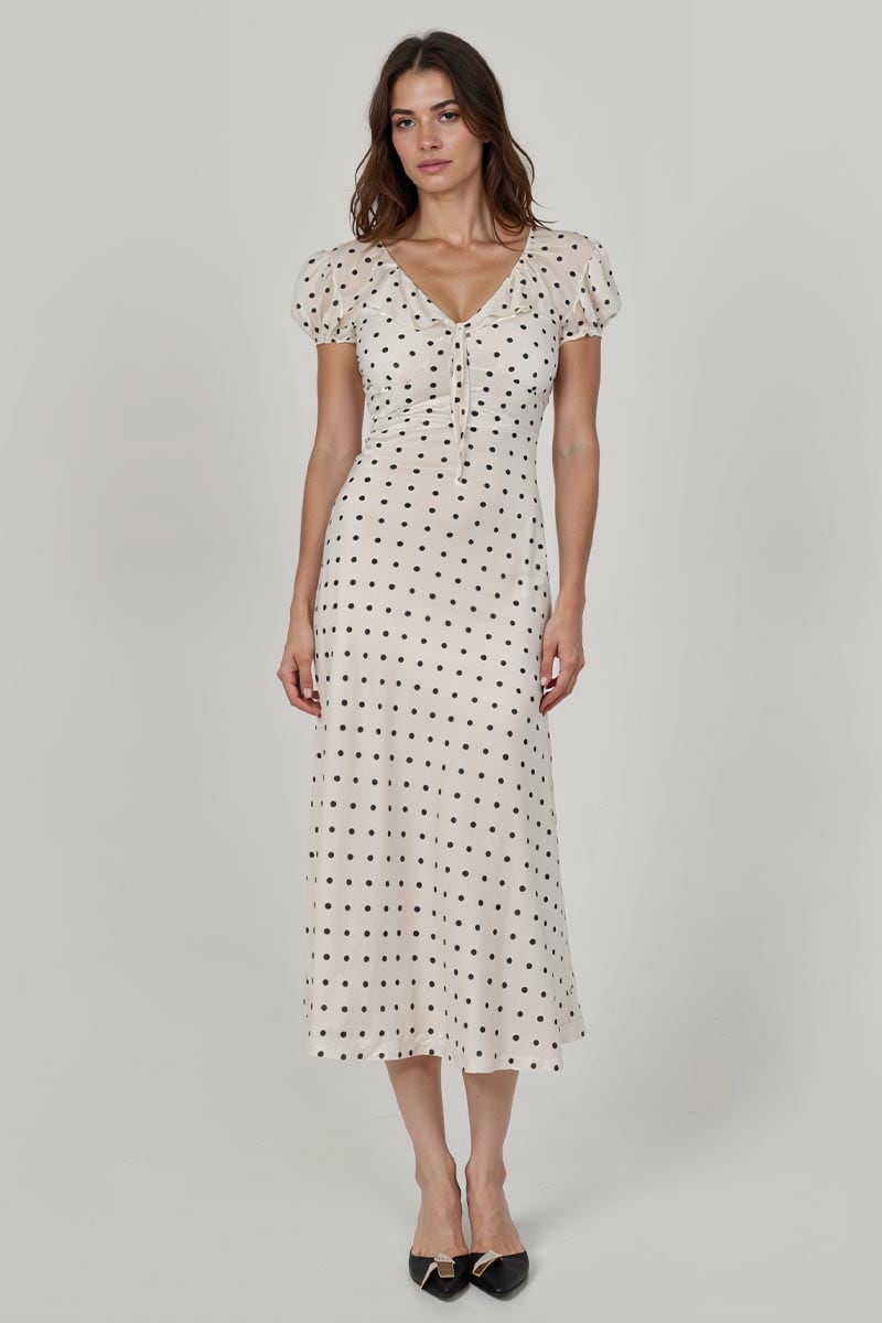 ALISE POLKA DOT MIDI DRESS