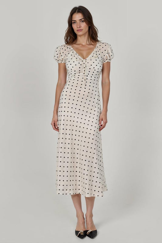 ALISE POLKA DOT MIDI DRESS