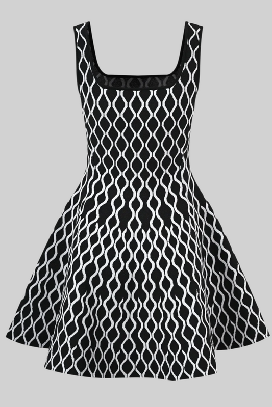 NELA PLAID MINI DRESS BLACK