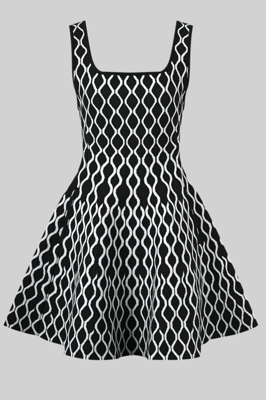 NELA PLAID MINI DRESS BLACK