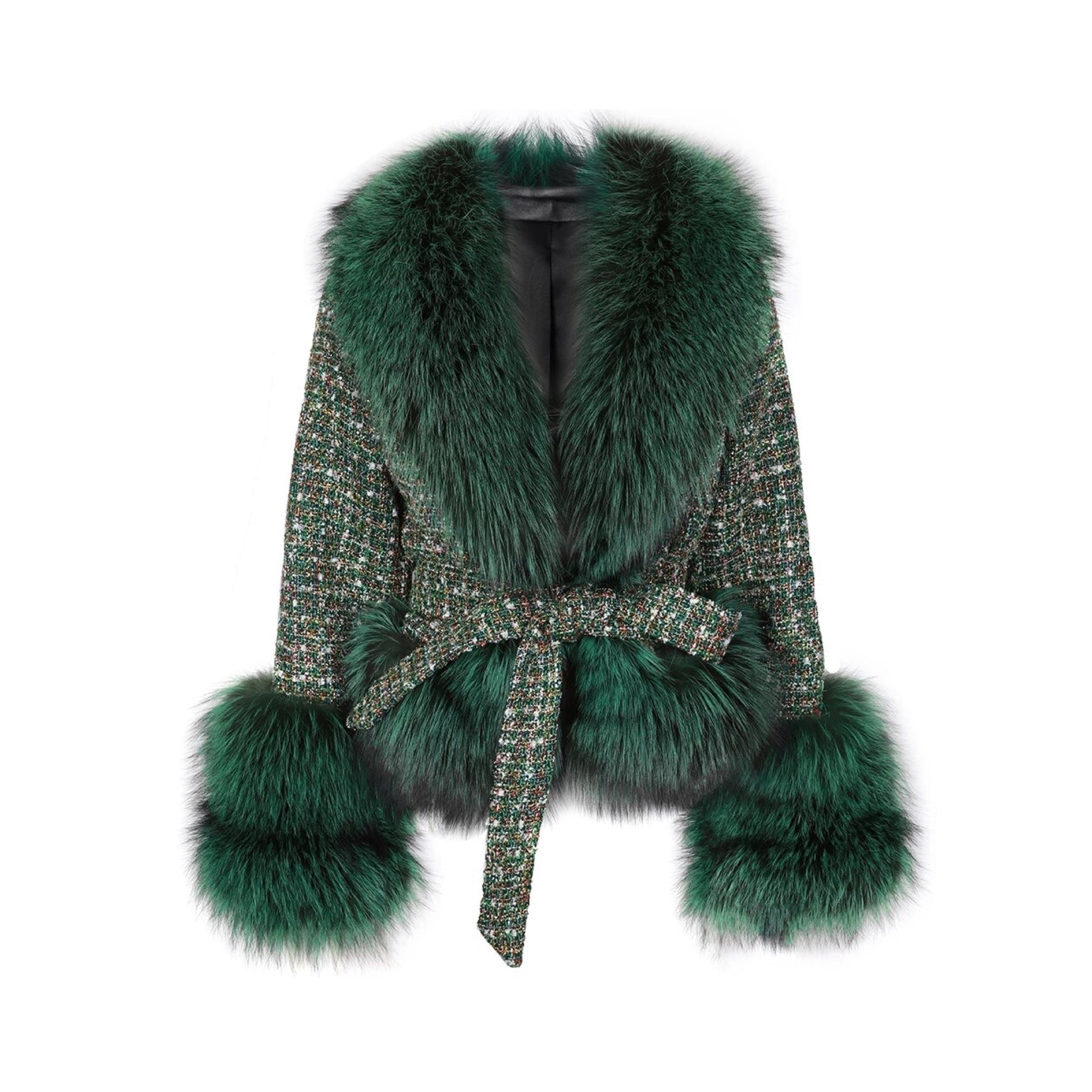 BRINLEY TWEED FUR COAT